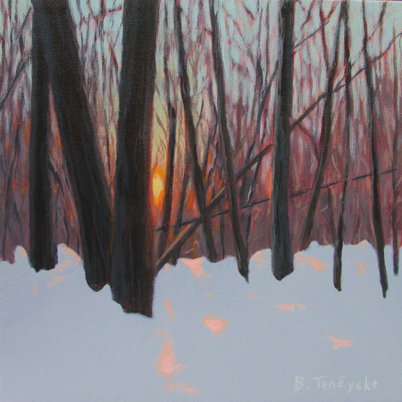 Forest Sunset, 8 x 8, Sold