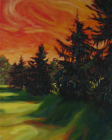 Red Skies at Night 20 x 16, Acrylic, Framed  $650. CAN - Winner of the People's Choice Award-McMichael Gallery-'En Plein Air' Competition